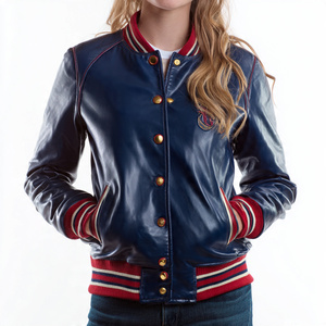 Vestes en cuir de baseball streetwear pour femmes, manteau varsity en cuir de haute qualité pour femmes, veste varsity en cuir jaune rayé pour femmes - Product Image 2