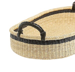 Source modern monochrome accent shallow <b>wall</b> seagrass changing <b>basket</b> plus rattan changing kid <b>basket</b> with leather straps - Product Image 4