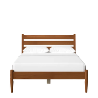 Lit Queen Size Furaka élégant, style Mid-Century Modern, en acacia massif, parfaitement conçu, mobilier de chambre doux, prix d'usine