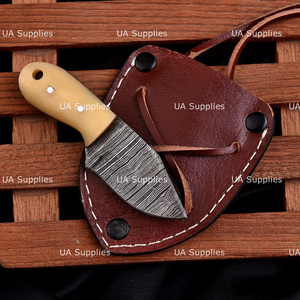 Cuchillo de Caza de Acero de Damasco de Grado Industrial UA Supplies, Hoja Recta, Mango de Madera, Cuchillo Utilitario EDC para Supervivencia al Aire Libre - Product Image 4