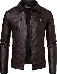 Nueva Chaqueta de Motociclista Acolchada con Logotipo Frontal y Cuello Alto de Cuero Sintético Negro para Hombre, Diseño Premium, Resistente al Viento - Product Image 5