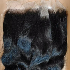 Cheveux humains vierges Remy indiens de qualité supérieure, 100 % naturels, pour raie au milieu, raie en trois parties, lisses, bouclés, ondulés, avec dentelle fine transparente - Product Image 1