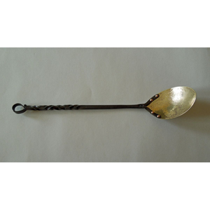 Ensemble spatule et louche en cuivre forgé à la main avec manches en métal torsadé, outils de cuisine résistants à la chaleur, cuillère doseuse durable - Product Image 3