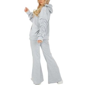 Survêtements évasés en molleton pour femmes de qualité supérieure Survêtements évasés pour femmes de couleur unie de dernière conception - Product Image 2