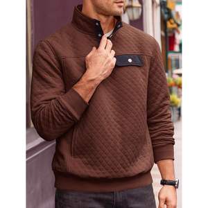 2025 sudadera acolchada para hombre cuello levantado Casual diamante pulóver manga larga cuarto botón antiarrugas XL 2XL disponible - Product Image 3