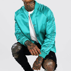 Hot Sale Casual Wear Fashion Apparel Streetwear Clothing Cut & Sew Supplier Satin Made Custom Embroidery Varsity Bomber <b>Jacket</b> - Product Image 2