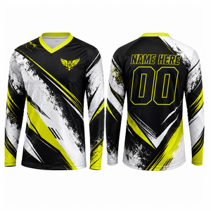 Jersey de Motocross Personalizado Verde y Negro, Manga Larga, Camiseta de Carreras MX para Motocross, Sublimada, Ropa para Motociclismo Todoterreno - Product Image 2