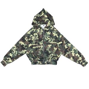 Sudadera con Capucha y Cremallera de Camuflaje, Corte Cuadrado, Gruesa, 100% Algodón, Talla Grande, Personalizable, Unisex, de Alta Calidad, Precio Responsable - Product Image 3