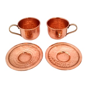 Dessous de verre à thé moderne élégant en cuivre massif avec forme ronde martelée parfait pour une utilisation polyvalente et des mariages élégants - Product Image 1