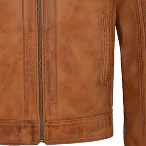 Hot Selling <b>Men's</b> Leather <b>Jacket</b> Canvas Slim Comfortable Customized Color Professional Winter Breathable Streetwear Stand Front - Product Image 6