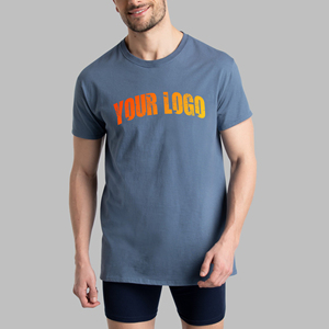 เสื้อยืดผู้ชายแฟชั่นใหม่ทรงโอเวอร์ไซส์ พิมพ์ลายโลโก้ด้วยเทคนิค DTF คอกลม แขนสั้น ผ้าฝ้าย 100% ไซส์พลัส สีพื้น สไตล์ฮิปฮอป - Product Image 1