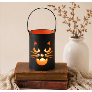 Vintage Black Cat Halloween Bucket Luminary Metal Candle Holder Pail for Farmhouse Holiday Porch and Indoor Living Room Set of 2 - Product Image 4