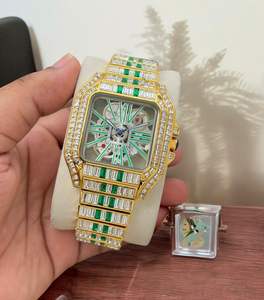 Reloj de Lujo Antiguo de Moda, Oro Rosa, Cuadrado, con Diamantes, Cuarzo, para Hombre, Acero Inoxidable, Cristal de Zafiro, Movimiento SEIKO, 10 Bar - Product Image 4