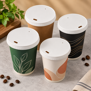 Tapas Desechables de Plástico para Vasos de Bebidas EcoRev, Antiderrames, Fáciles de Abrir, con Cierre Acanalado y Diseño de Vapor, Personalizables - Product Image 3