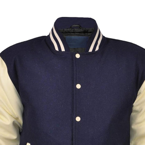 Veste universitaire bleu marine et crème pour homme avec fermeture boutonnée, style preppy, mélange de coton, coupe classique, pour l'automne - Product Image 4