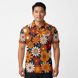 Polo imprimé pour homme, manches courtes, décontracté, en polyester tissé respirant, coupe classique, impression numérique - Product Image 2