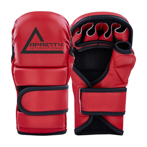 Gants de MMA de qualité supérieure pour adultes, couleur rouge, cuir véritable, entraînement au combat, sangle de poignet réglable, légers, protection UV - Product Image 2