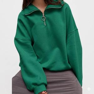 Women's Light Pink Quarter Zip Mock Neck Oversized Sweatshirt <b>Drop</b> Shoulder Long Sleeve Casual Fleece Pullover Loose Fit Soft - Product Image 4