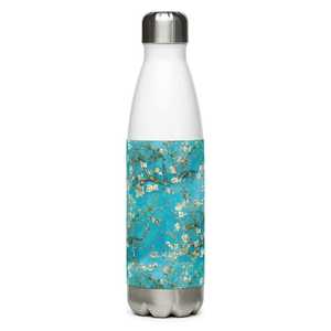 Botella de agua de acero inoxidable con diseño de flor de almendro, botella de viaje de doble pared, botella de agua de cobre de gran capacidad - Product Image 1