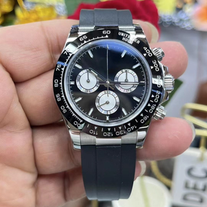 Reloj Cronógrafo de Lujo para Hombre, Diseño Impermeable Plateado de 100 m, Correa de Goma de Fábrica 3A C, Reloj Mecánico de 40 mm, 4131 Automático - Product Image 1