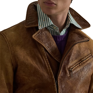 Premium Leather Newsboy <b>Jacket</b> Men Vintage 1930s Americana OEM Custom Distressed Heritage Outerwear Heavyweight Winter - Product Image 5