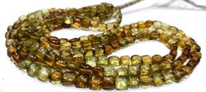 Perles carrées en apatite verte naturelle, forme chiclet, 7-8 mm, lisses, brin de 8 pouces de long - Product Image 4