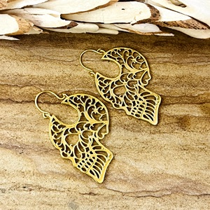 Unique Design Gothic <b>Skull</b> Drop Earrings Boho Brass Earrings Women 18k Gold Plated Filigree Dangle Earrings for Wholesale/OEM - Product Image 4