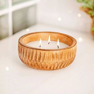 Portavelas de madera natural personalizado para el hogar, bodas, decoración festiva, cuenco para velas para decoración de mesa y uso en aromaterapia. - Product Image 3