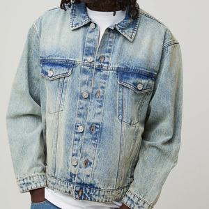 Wholesale denim <b>jacket</b> custom <b>jacket</b> oversized <b>jacket</b> washed denim fall <b>jacket</b> USA market - Product Image 3