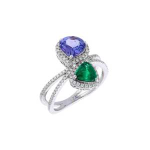 Handmade Tanzanite <b>Emerald</b> <b>Ring</b> 18K White Gold 925 Sterling <b>Silver</b> Luxury Gemstone Jewelry Women Elegant Gift - Product Image 2