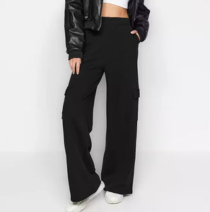 กางเกงขายาวลำลองผู้หญิงเอวสูงทรงหลวม น้ำหนักเบา ราคาถูก ขายส่ง รับผลิตแบบ OEM - Product Image 1