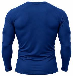 T-shirt sportif à manches longues pour homme, séchage rapide, col rond uni, coupe ajustée, tricoté en polyester, logo frontal imprimé par transfert thermique - Product Image 2