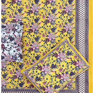 Jaipur Floral Block Print <b>King</b> <b>Size</b> Cotton Bedsheet 3 PC Set 200TC Soft Durable Sustainable Skin Friendly Non Toxic Dye Home - Product Image 1