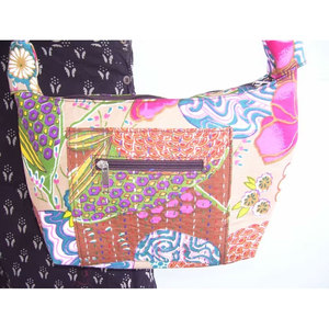 Assorted Fabric Ladies Handbags Printed Cotton <b>Zip</b> Shopping <b>Bag</b> Stylish Lightweight Reusable <b>Tote</b> for Evening Wear Casual Outing - Product Image 2