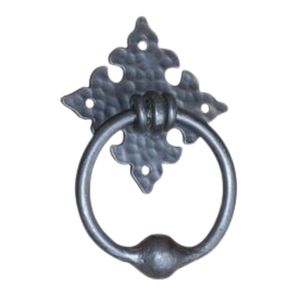 Timbre de puerta forjado a mano con diseño floral, de hierro con acabado en polvo, para puertas de dormitorio, cajones y gabinetes. - Product Image 1