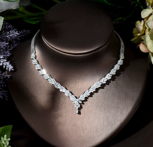 Orelia Luxe Women's Trendy Bridal Jewelry Set Leaf Design Zircon Necklace Earrings Ring Bracelet Platinum Plated <b>Wedding</b> <b>Gift</b> - Product Image 2