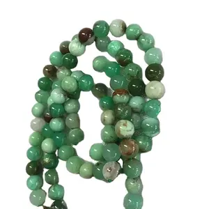 Bijoux en pierre précieuse naturelle, Chrysoprase, perles rondes et lisses, livraison gratuite