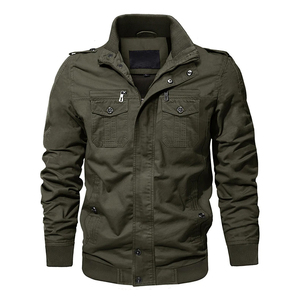 Chaqueta Bomber Negra para Hombre, de Lona, Resistente al Viento, Casual, con Cuello Alto, Cierre de Cremallera, Color Sólido, Corte Regular, para Otoño - Product Image 5