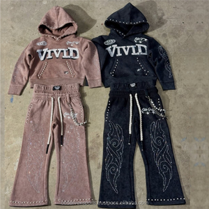 Streetwear d'hiver personnalisé de haute qualité 400 GSM Survêtement à capuche en coton épais surdimensionné avec col à capuche - Product Image 1