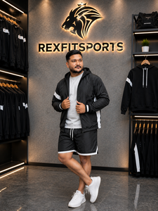 REXFIT <b>SPORTS</b> 2026 Custom Men Nylon Tracksuit <b>Jacket</b> Shorts Set Lightweight Breathable Hooded Windbreaker Sportswear Streetwear - Product Image 5