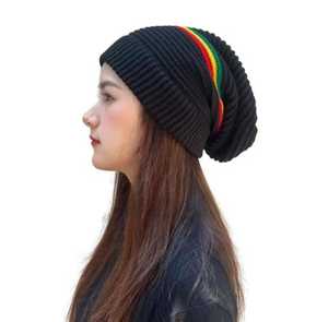 Black Knitted Breathable & Waterproof Beanie <b>Hat</b> Casual Winter Headwear for Adults 56-58CM Handmade Polyester Outdoor Warm <b>Cap</b> - Product Image 1