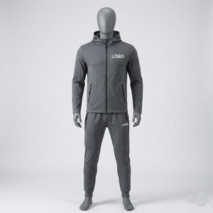 Conjunto Deportivo Personalizado con Logotipo, Unisex, Estilo Urbano, Transpirable, con Cordón Ajustable, Sudadera con Capucha y Cremallera, Pantalones Jogger, Ropa Deportiva para Gimnasio - Product Image 1