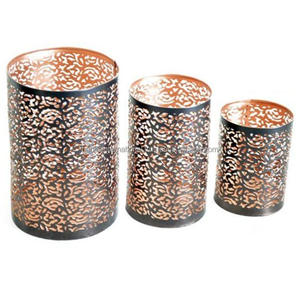 ชุดเชิงเทียนเหล็กทรงกลมสำหรับตกแต่งบ้าน3ชิ้นเคลือบด้วยผงสีดำด้านในและด้านนอกเคลือบสีดำ - Product Image 2