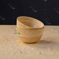 Bol jetable rond en bambou élégant et classique, écologique et personnalisable, idéal pour servir des salades, du riz, des fruits ou des repas quotidiens lors de fêtes à domicile.