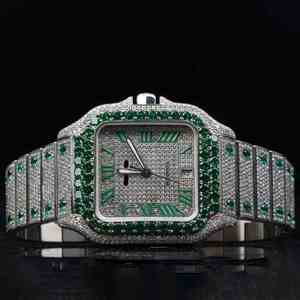 Montre de luxe au design diamanté, mouvement mécanique automatique avec bracelet en acier inoxydable, idéale pour le bureau, disponible pour les commandes en gros - Product Image 2