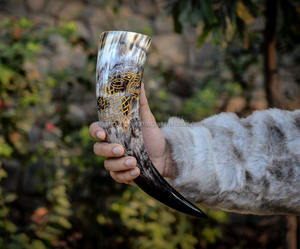 Vente de gros Corne à boire Viking avec support pour corne-Coupe de fête médiévale - Product Image 3