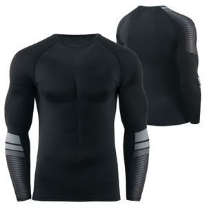<b>Men's</b> Full Sleeve Rash Guard Black Spandex Polyester Quick Dry Fitness Swim Top Adult Long Sleeve Sport <b>Shirt</b> - Product Image 4