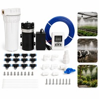 Système de brumisation écologique en plastique de 15 m avec minuterie numérique pour poulailler, patio, jardin et cour arrière - Mini pulvérisateur extérieur