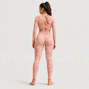 Ensemble de Vêtements de Sport pour Femmes : Haut Court à Manches Longues et Leggings Taille Haute Extensibles et Respirants pour Yoga et Fitness (Vente en Gros) - Product Image 2