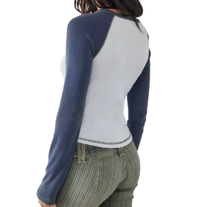 Camiseta Informal Moderna y Ecológica de Manga Larga Negra y Gris para Mujer, Diseño de Primavera/Verano, Teñido Liso, 100% Algodón Jersey - Product Image 6